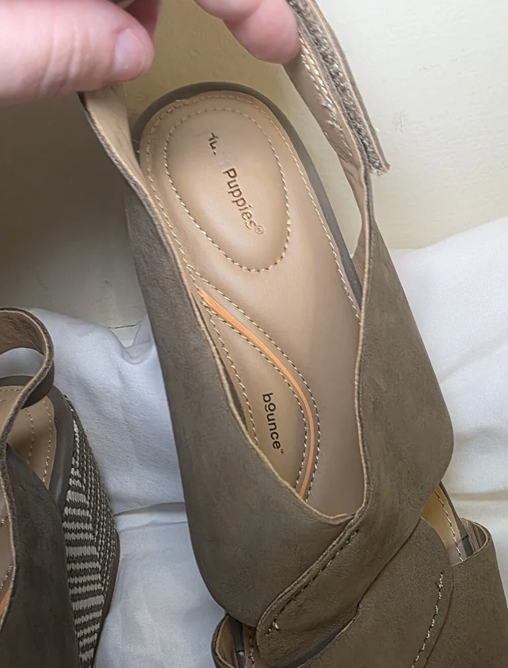 Hush Puppies Khaki Woven Chevron Wedge Sandals Size 9.5